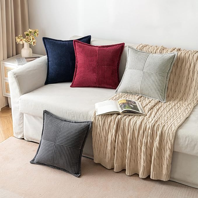 MIULEE Dark Grey Corduroy Pillow Covers 16x16 Inch - Image 5