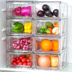 Clemate 8Pack Stackable Kitchen Storage Organizer,Pantry Organizers and Storage, Foods Organizer Bins, Fits Kitchen, Pantry, Cabinet, Closet, All Purpose Portable Household Containers