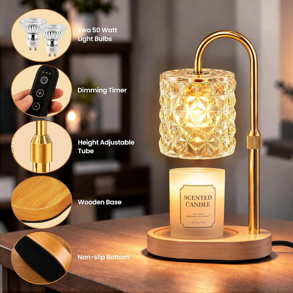 Candle Warmer Lamp with Timer, Home Decor Birthday Gifts for Women,  Gold