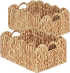 Set of 2 Scalloped Edge Wicker Storage Basket with Built-in Handles