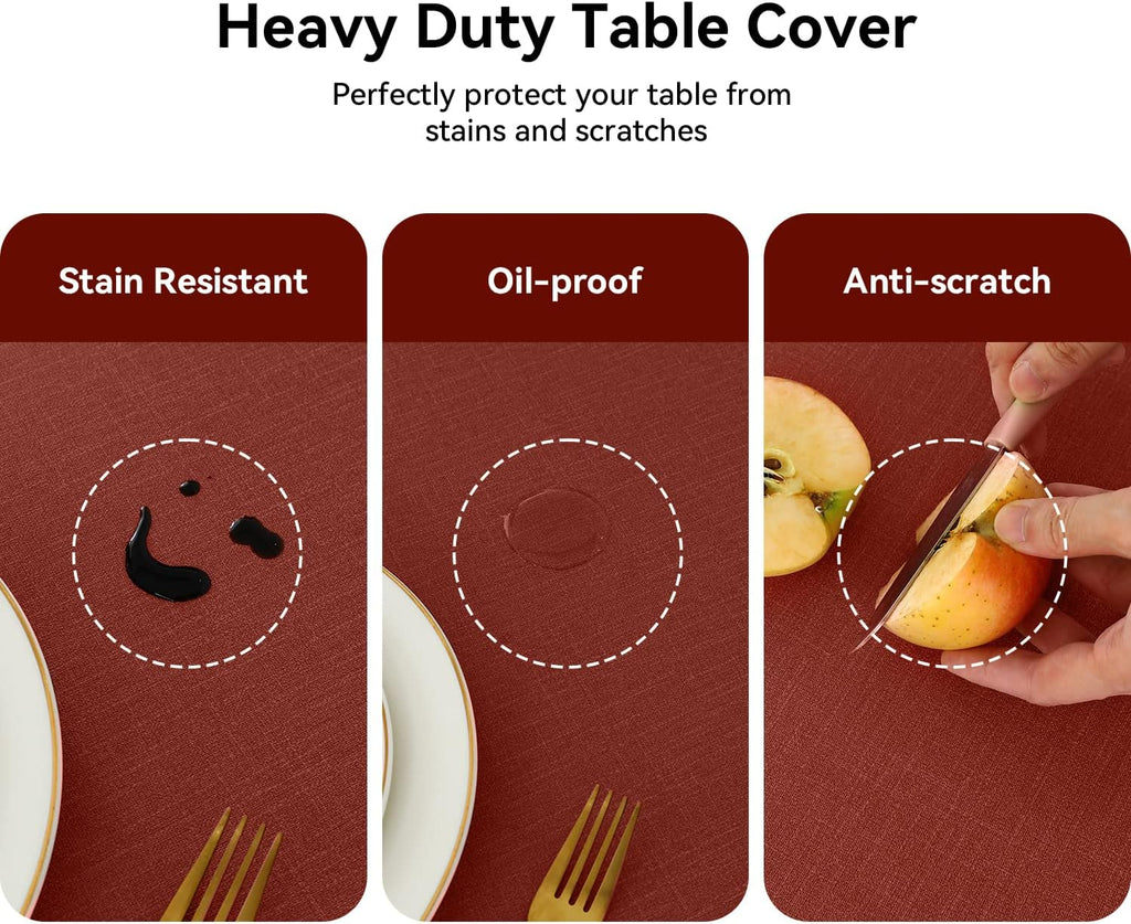Romanstile Waterproof Vinyl Tablecloth Rectangle, 60 x 102 Inch, Burgundy