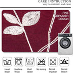 AmHoo 2 Panels Embroidered Leaf Pattern Semi Sheer Curtains Foliage Floral Voile Window Draperies Treatment for Bedroom Living Room Rod Pocket Burgundy Red 53 x 95 Inch