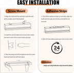 Vinyl Wall Mount No Drill with 2 Mount Options(Adhesive & Screws), 6 Pack Solid Walnut Wood Record Display No Screws, Record Shelves for Wall, Album Magazine, Record Shelf, Vinyl Holder Wall