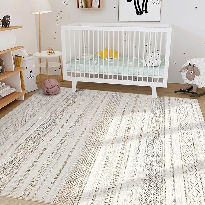 Nakagishi 10x14 Area Rugs Living Room: Washable Boho Large Neutral Modern Soft - Image 8