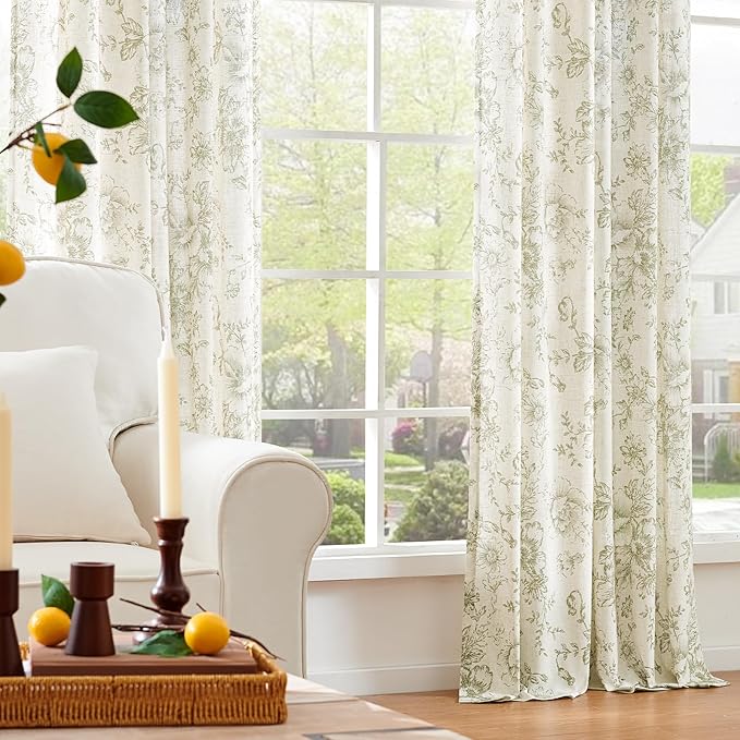 jinchan Linen Blend Floral Curtains - Image 6