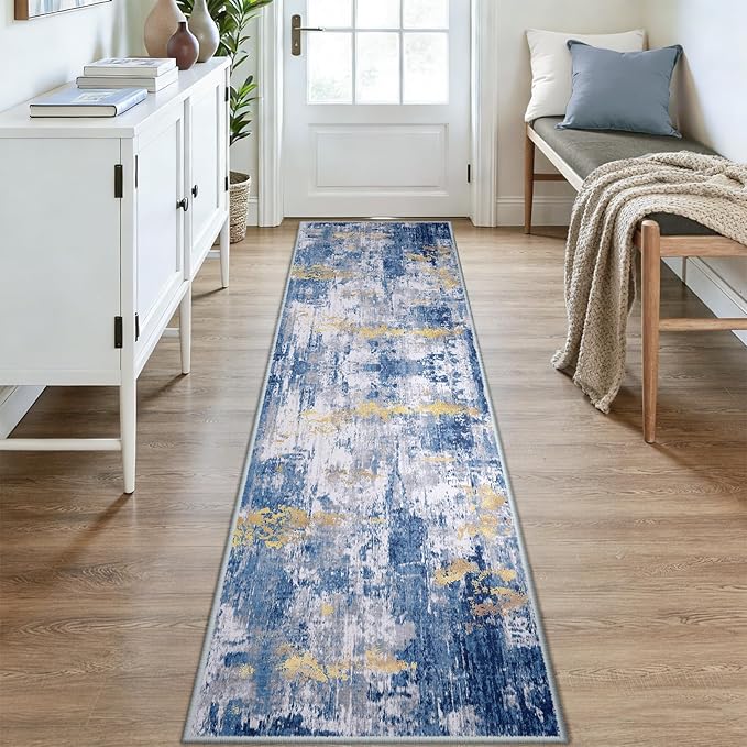Washable Area Rugs 2x9 Non-Slip Modern Abstract Soft - Image 2