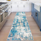KOZYFLY Modern Abstract Rug Runner, Low Pile, Machine Washable, Recycled Fiber - Image 3