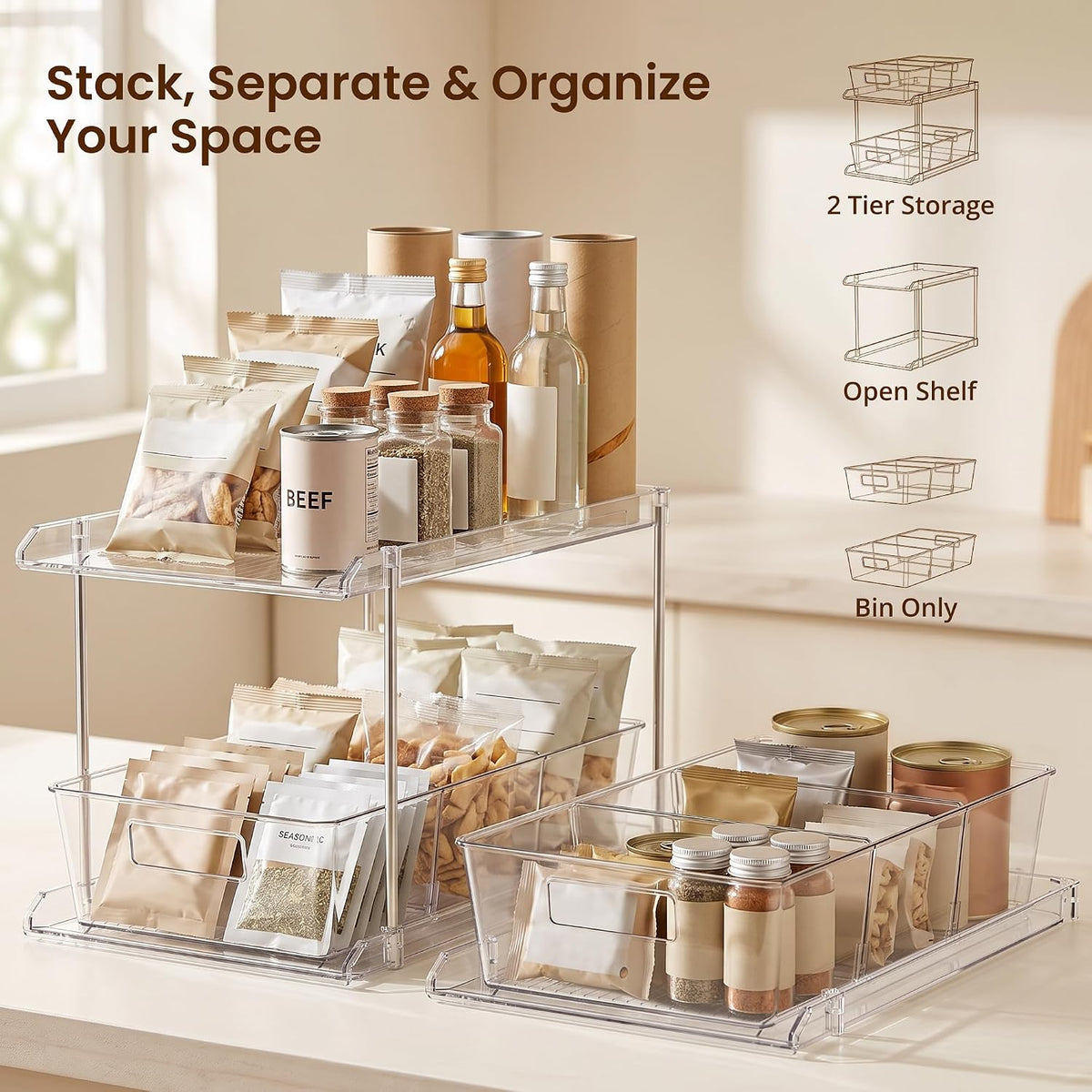 Bathroom Under Sink Organizers and Storage, 2 Tier, 2 Packs
