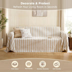 Carriediosa Herringbone Striped Chenille Couch Cover Blanket for Sofa