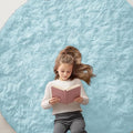 OLANLY Light Blue Round Rugs for Bedroom by OLANLY