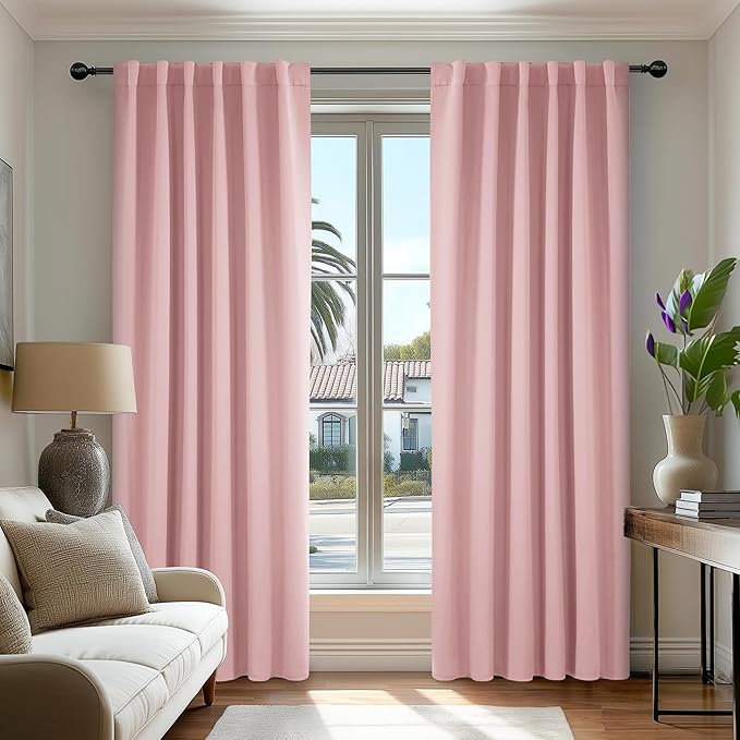 Deconovo Solid Back Tab and Rod Pocket Curtains Thermal Insulated Blackout by Deconovo