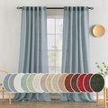 MIULEE Dusty Blue Linen Curtains 96 Inch Long 2 Panels by MIULEE