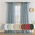 MIULEE Dusty Blue Linen Curtains 108 Inches Long 2 Panels by MIULEE