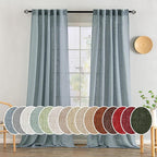 MIULEE Dusty Blue Linen Curtains 108 Inches Long 2 Panels by MIULEE