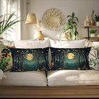 Rustic William Morris Inspired Night Moon Forest Decor Pillow Covers 18x18 Set - Image 4