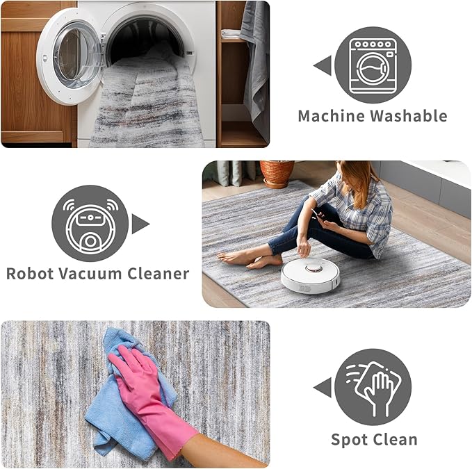 6x9 Area Rug for Living Room: Non-Slip Washable Rugs for Dining Room Bedroom - Image 4