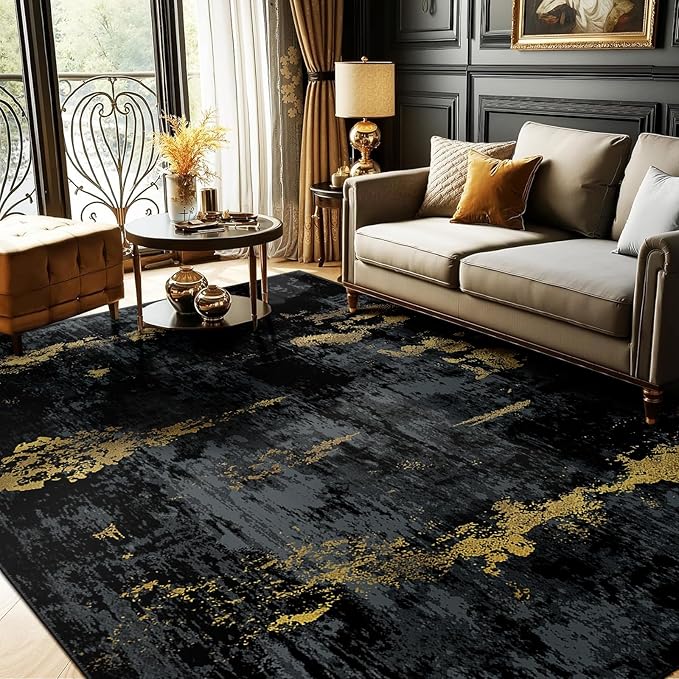 Washable Area Rugs 8'x10' Non-Slip Modern Abstract Soft by RELEANY