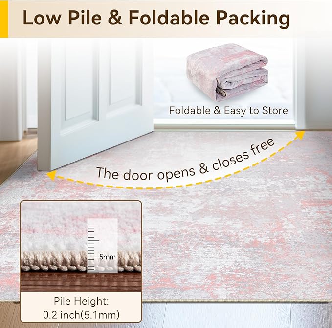 Washable Area Rugs 2'x8' Non-Slip Modern Abstract Soft - Image 8