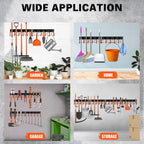 68'' All Metal Adjustable Garden Tool Organizer: Garage Tool Organizer Wall Mount with Orange Hooks, Garage Organizers and Storage, Tool Hangers for Shed