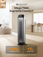DREO Ceramic Space Heater for Indoor Use 25 Inch, Remote and Thermostat