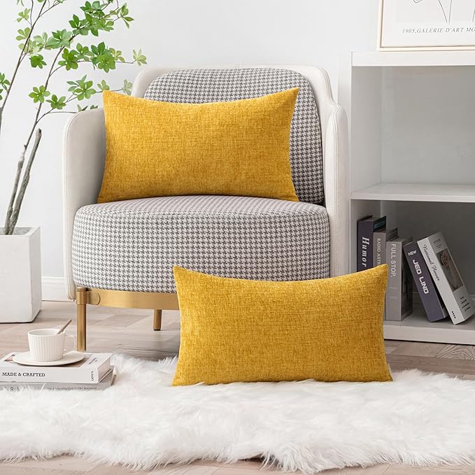 MIULEE Pack of 2 Mustard Yellow Throw Pillow Covers 12x20 Inch Soft Spring - Image 5