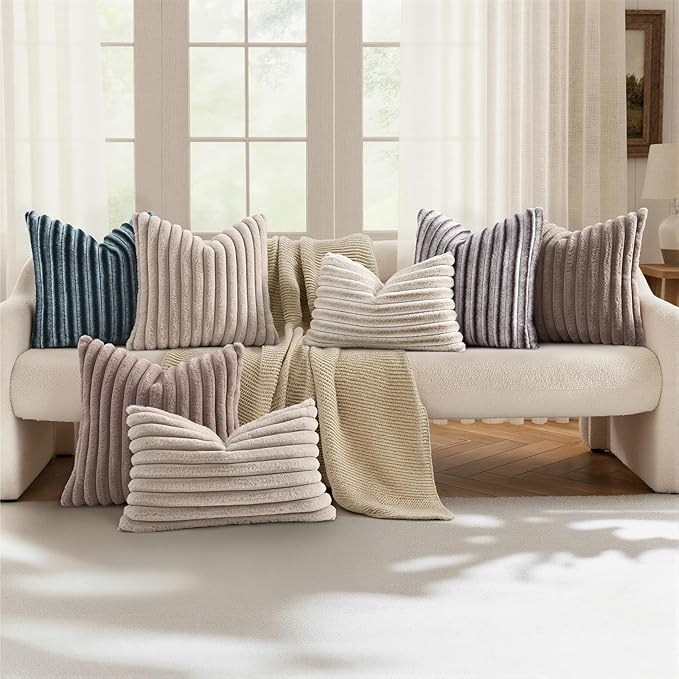 decorUhome Cozy Faux Fur Throw Pillow Covers 26x26 Set of 2 Decorative Soft - Image 5