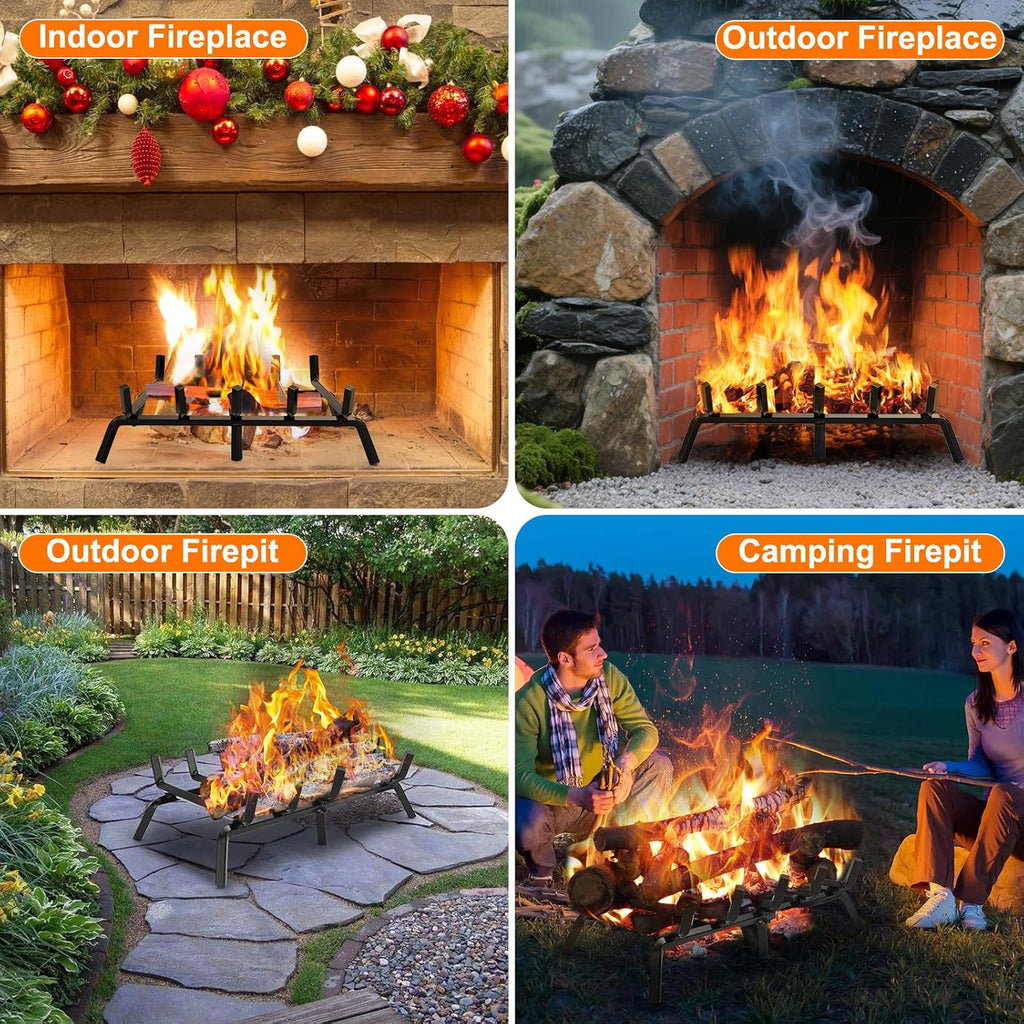 17 Inch Small Fireplace Grate, 1/2" Solid Steel Log Holder