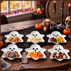 Frienda 6 Pcs Halloween Ghost Ceramic Plates Serving Dishes Dinnerware Set