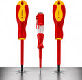 Insulated Screwdriver Set, Electrician Screwdriver Set with Voltage Tester Pen, Forged Chrome Vanadium Steel Electrical Screwdriver for Breaker Panel, Outlet, Switch & Home Electrical Repair（3pcs）