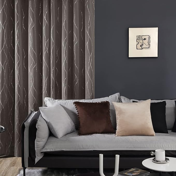 Deconovo Blackout Curtains, Thermal Insulaed Soundproof Drapes, Wave Dots - Image 3