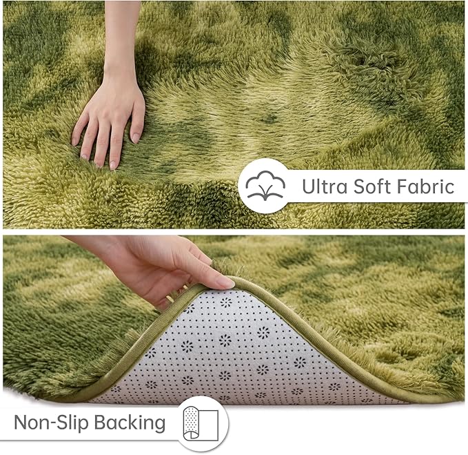 Goideal Fluffy Rug for Bedroom Living Room, 5x7 Green Area Rugs, Faux Fur Shag - Image 6