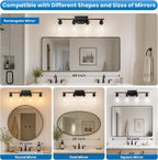 Ascher 4 Light Bathroom Light Fixture, Matte Black Bathroom Lighting Fixtures Over Mirror, Vanity Light with Clear Glass Shade, Wall Sconce for Living Room Bedroom Cabinet, E26 Base