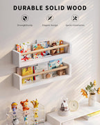 Seocry Nursery Book Shelves, 4 Pack, Wall Book Shelves for Kids Room, Baby, Toddler, Nursery Decor (White Wood, 16.5 Inches)