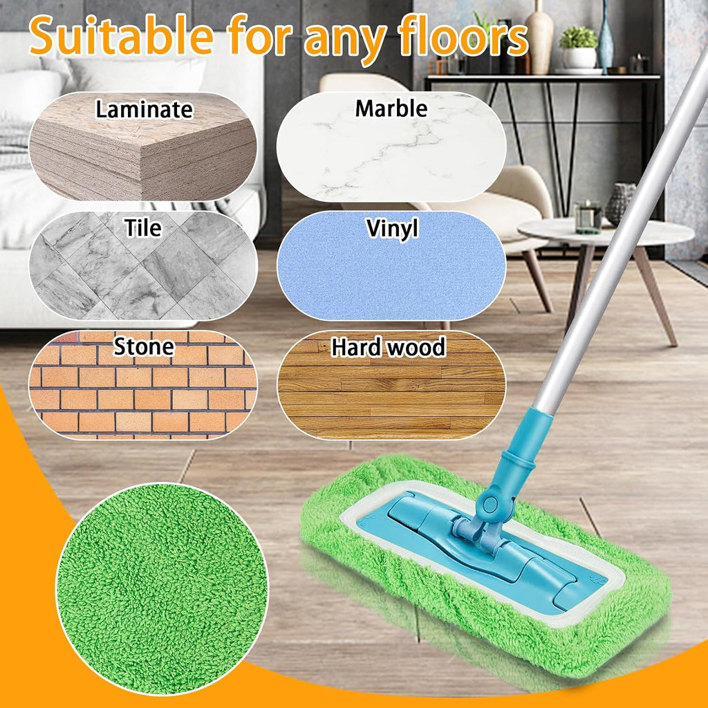 Unoutur Reusable Dry Sweeping Cloths Microfiber Wet Mop Pads Compatible with Swiffer Sweeper Mop Replacement Sweeping Mopping pad Refills for Hardwood Surface Floor Cleaning (16PCS)
