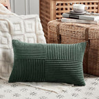 Fancy Homi Set of 2 Dark Green Lumbar Decorative Throw Pillow Covers 14x22 Inch - Image 2