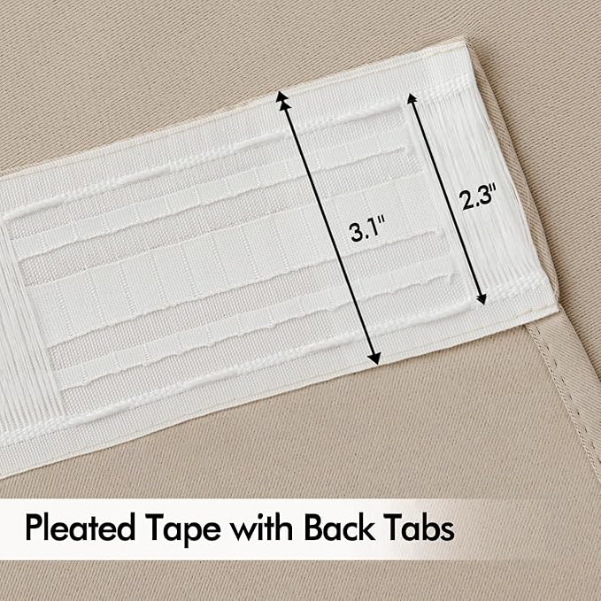 MIULEE Taupe Back Tab Blackout Curtains 72 Inches Long 2 Panels Set - Image 4