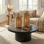 Natural Jute Boho Lanterns - Handcrafted Farmhouse Coffee Table Decor
