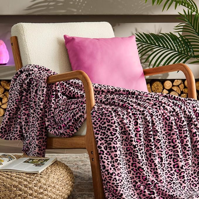 BEDELITE Fleece Blanke for Couch & Bed Pink Leopard Throw Blanket – Soft & Cozy by BEDELITE