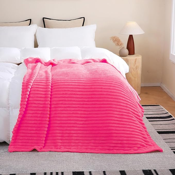 Valentines Day Decorations Hot Pink Fleece Throw Blanket 50”×60” - Image 3