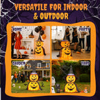 Outvita 2PC Halloween Collapsible Pumpkin Decoration, 150 LED Pop-Up Pumpkin Lamp with Star Cap, 3FT Plug in Halloween Lantern with Metal Stand for Indoor Outdoor Garden Patio Party Decor