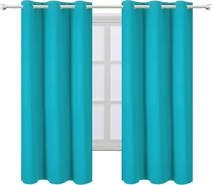 LEMOMO Teal Blackout Curtains 40 x 63 Inch Length/Set of 2 Curtain - Image 2