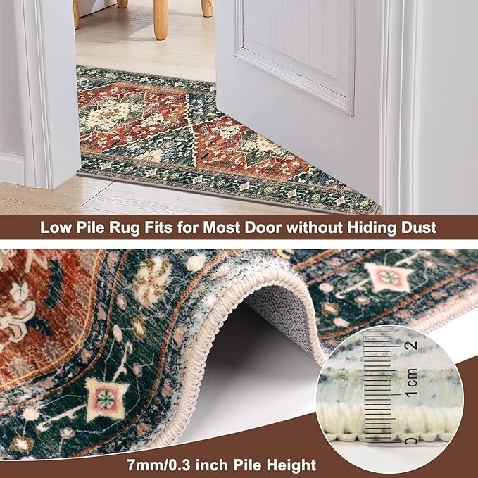 Yamaziot Washable Runner Rug, 3x6 Non-Slip Boho Vintage Hallway Rug - Image 5