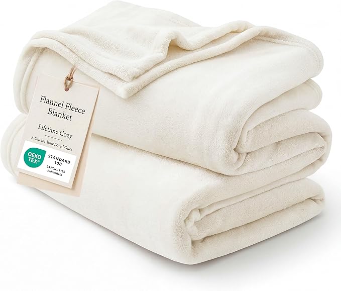 Bedsure GentleSoft Fleece Blankets Queen Size Cream by BEDSURE