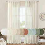 LAMIT Natural Ivory Semi Sheer Linen Curtains 84 inch Long, Cream White Light by LAMIT