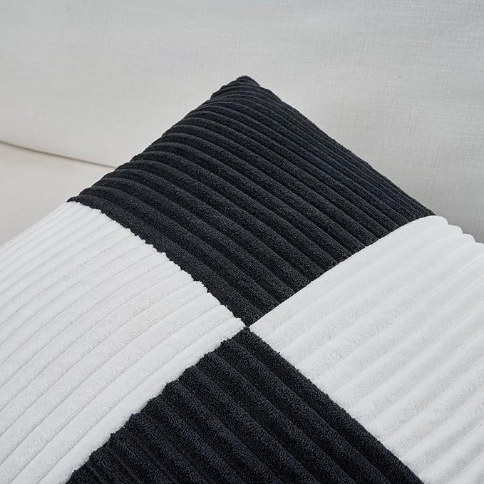 Fancy Homi Set of 2 Black White Lumbar Decorative Throw Pillow Covers 12x20 Inch - Image 3
