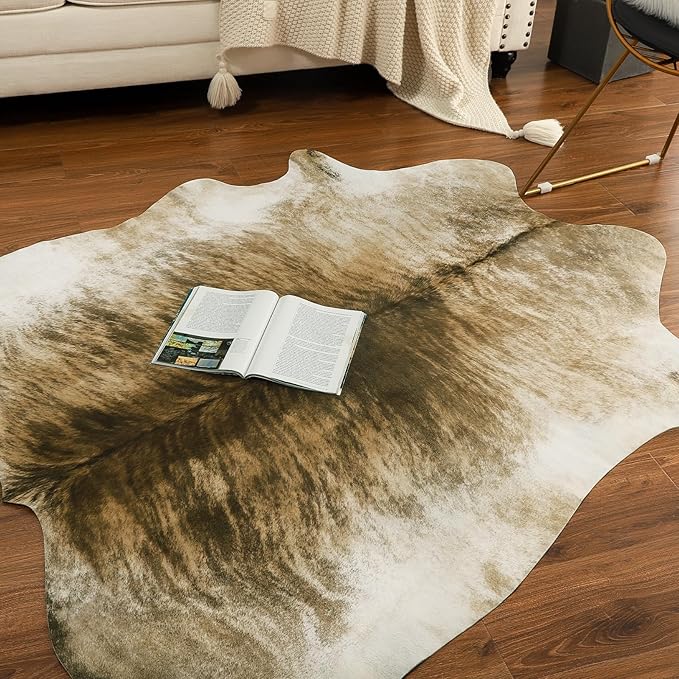AROGAN Western Decor Faux Fur Cowhide Rug, 7 x 6.2 Feet Premium Animal Skin Cow - Image 5