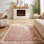 AMTOVO Faux Fur Sheepskin Rug for Living Room, 4 x 6 ft Pink Fluffy Area Rug - Image 2