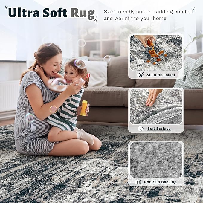 10x14 Area Rugs for Living Room, Washable Modern Abstract Large Area Rug - Image 4