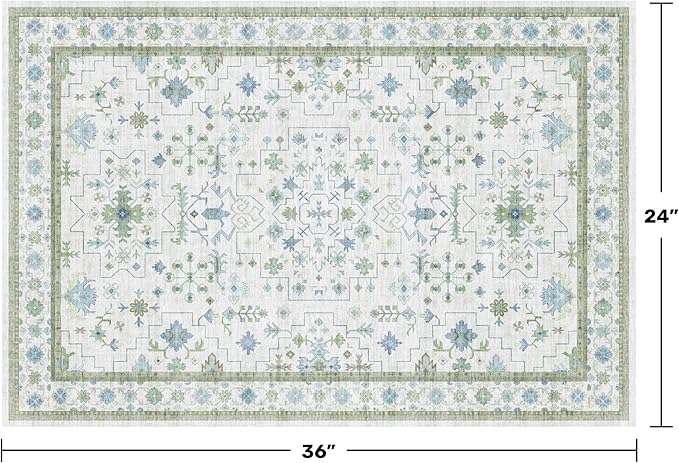 Washable Boho Bathroom Rug 2x3 - Image 2
