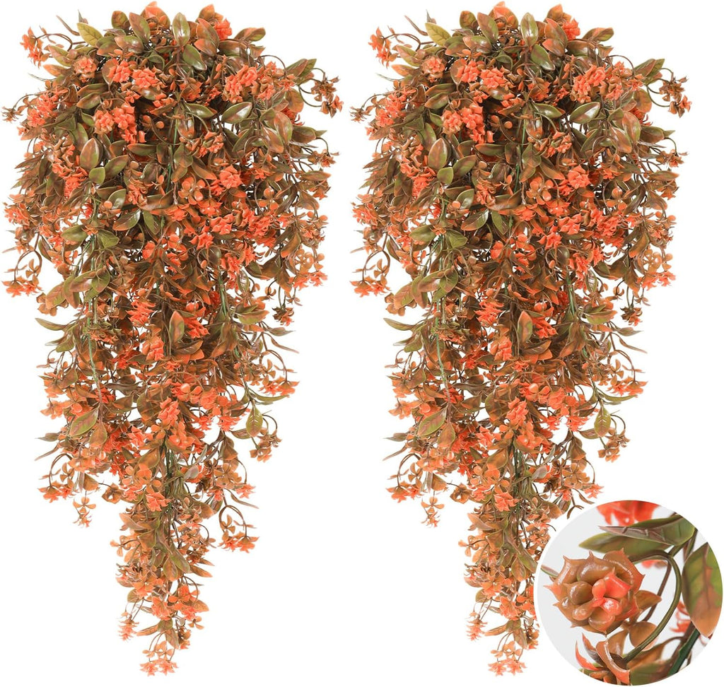 RECUTMS 2Pcs Artificial Fake Fall Hanging Flowers Plants for Outdoors Decor